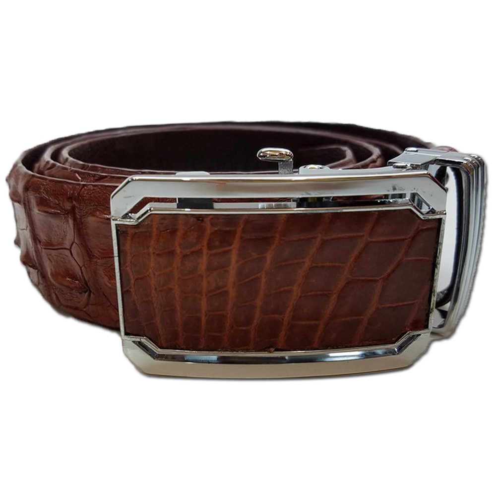 Thắt Lưng, Dây Nịt Nam Da Cá Sấu Thật Tiến Công Sang Trọng Gai TCN1116 (Nâu Đỏ)