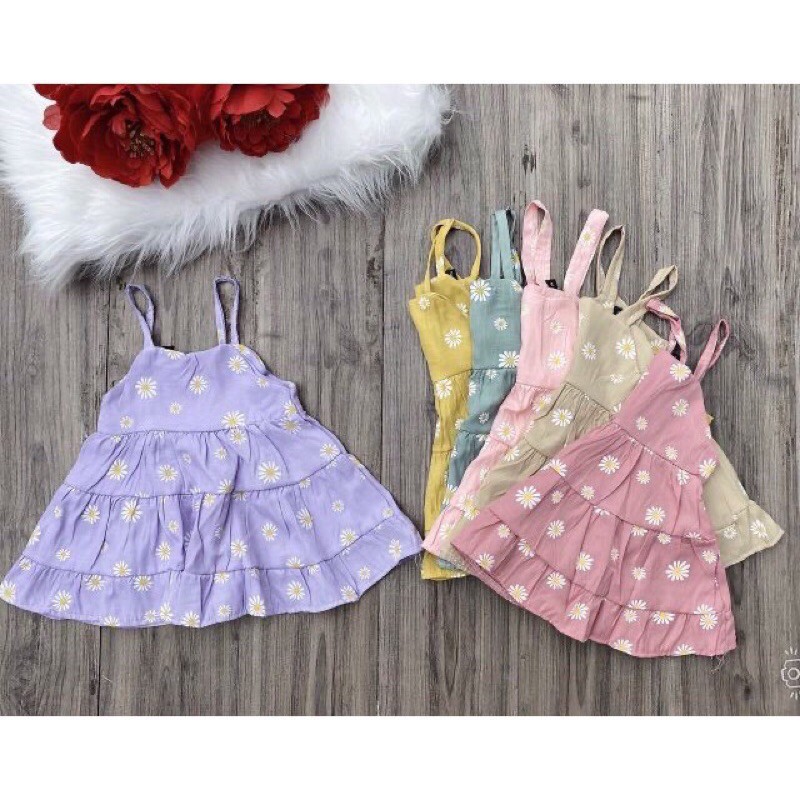 Váy hai dây dáng xoè cho bé gái đi chơi đi biển sz 12-25kg