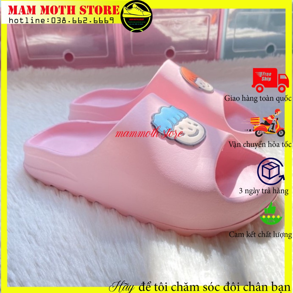 Dép đi trong nhà, dép bánh mì mặt icon ba màu đủ size nữ đi đẹp thông dụng shop MAMMOTH