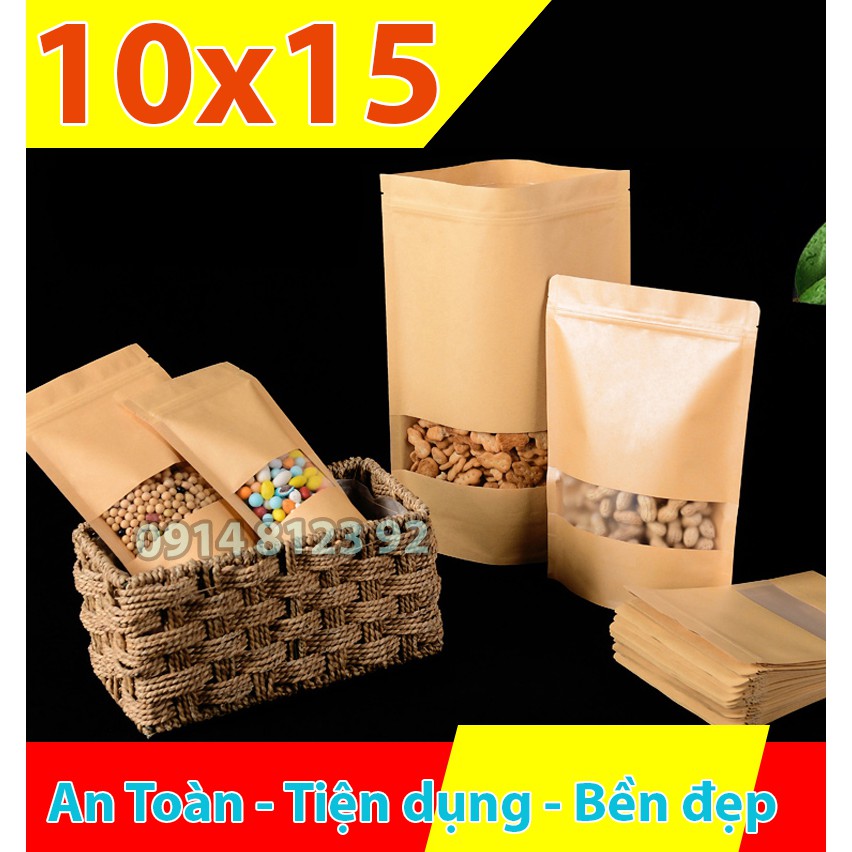 GIÁ SỈ Túi Zipper Giấy Cửa Sổ Vàng 10x15