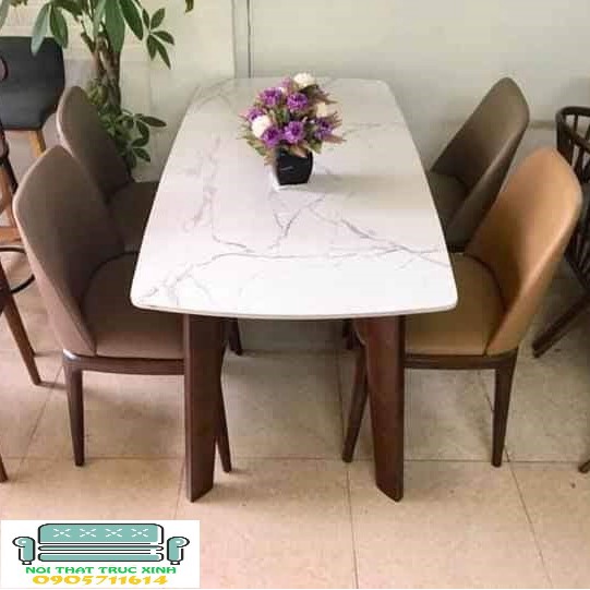 Bộ bàn ăn 4 ghế+ bàn đá ceramic
