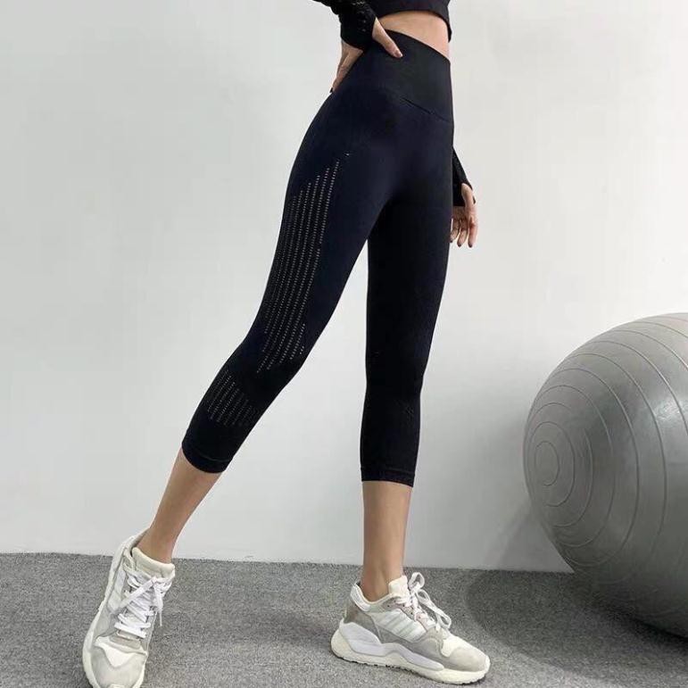 Quần Tập Gym Nữ [LEGGING] Naqi Lửng Lưới [ĐỒ TẬP GYM]