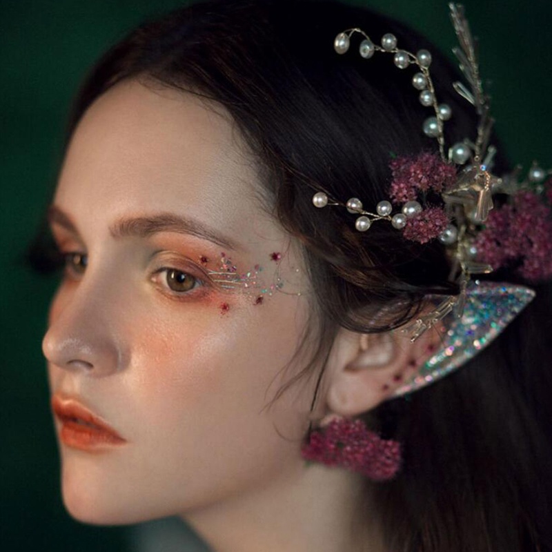 1 Cặp Bông Tai Silicone Hình Thiên Thần Đính Kim Sa Lấp Lánh Dành Cho Dịp Halloween