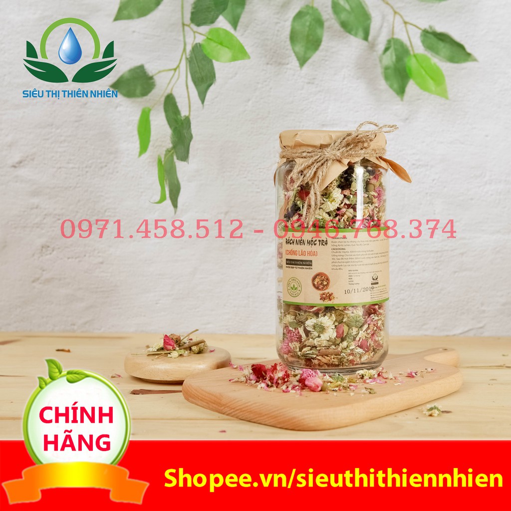 Trà chống lão hóa-Bách Niên Mộc Trà Mộc Sắc lọ thủy tinh