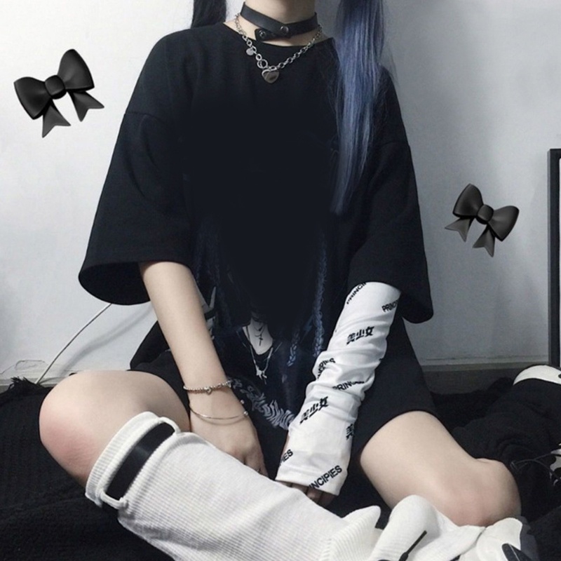 Youyo Vớ Ống Chân Dài Giữ Ấm In Họa Tiết Phong Cách Punk Gothic