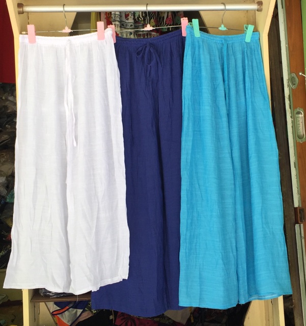 Quần Dài Ống Rộng Nam Nữ Xô Cotton Mỏng Mát Đi Biển Đi Phượt Chống Nắng Chống Muỗi Đốt - Âu Mỹ Hàn