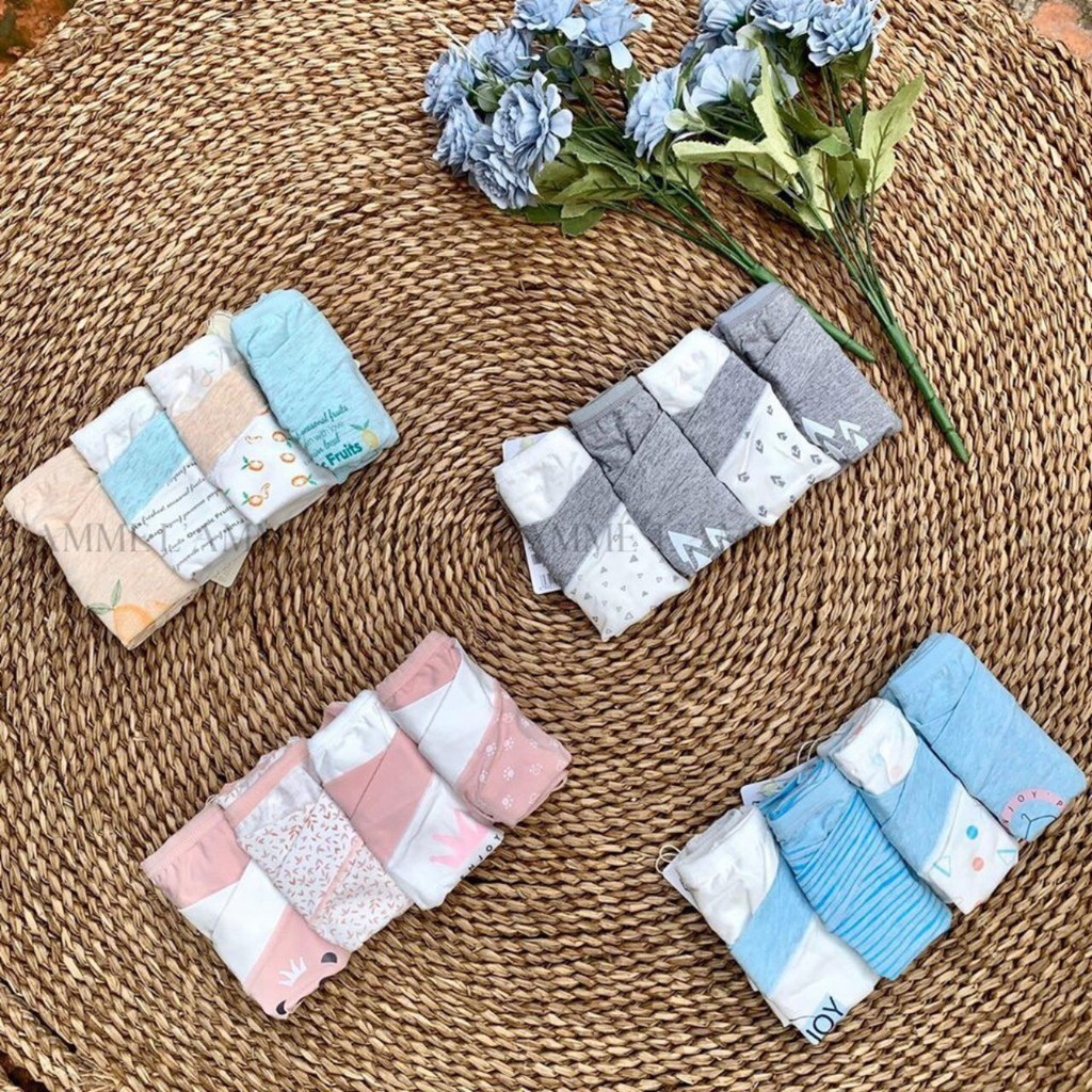 Set 4 quần lót bầu sau sinh cạp chéo cotton kháng khuẩn cao cấp, set quần lót bầu túi zip siêu đáng yêu