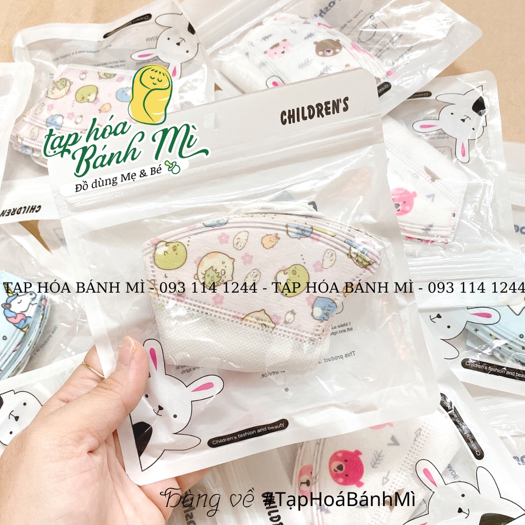 Khẩu trang trẻ em 3D có họa tiết (set 5 - set 10)