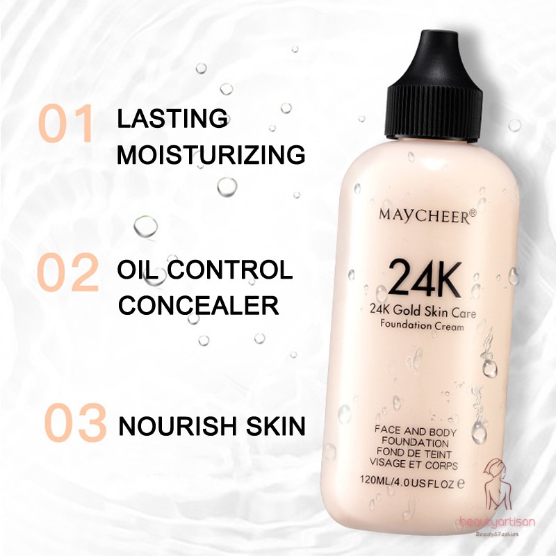 Kem nền che khuyết điểm giữ ẩm lâu trôi vàng 24K MAYCHEER | BigBuy360 - bigbuy360.vn