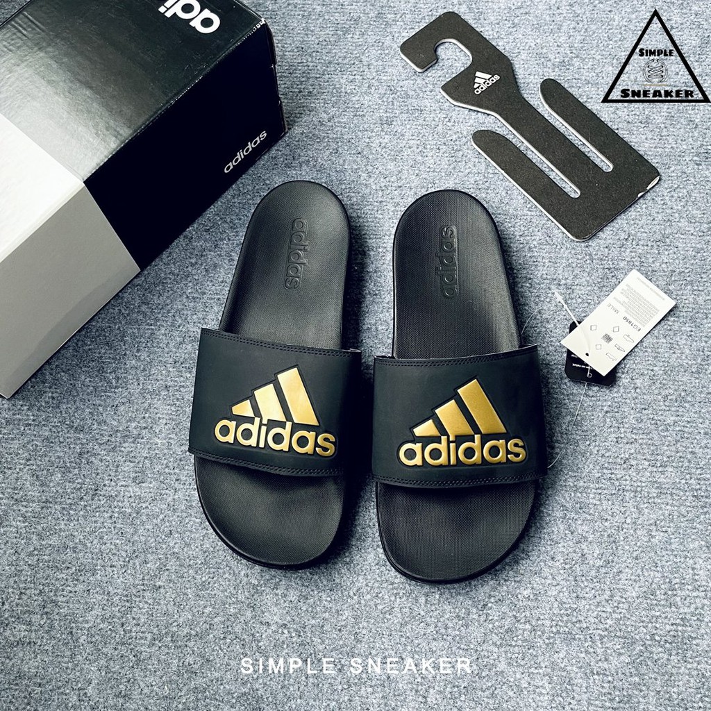 Dép Adidas Chính Hãng 🔴FREESHIP🔴Adidas Adilette Comfort Slides Black Gold - Dép Nam Quai Ngang Chuẩn Auth EG1850