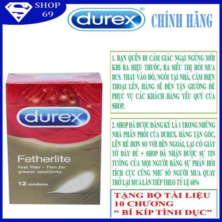 Bao cao suFreeshipDUREX Fetherlite siêu mỏng 01 Hộp BCS Durex / 12 bao