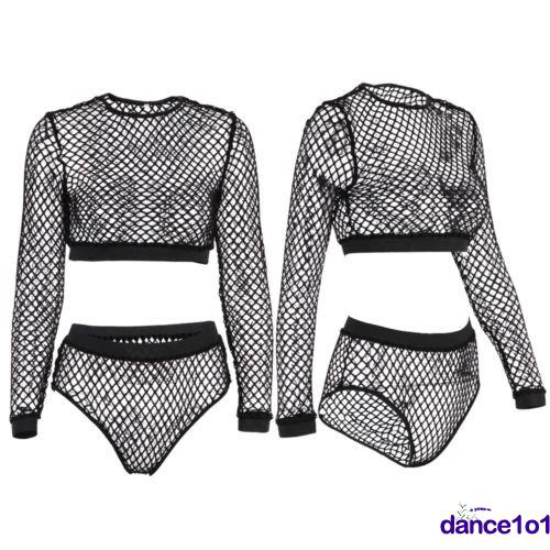 Set trang phục mặc ngoài bikini tay dài vải lưới xuyên thấu quyến rũ độc đáo dành cho nữ