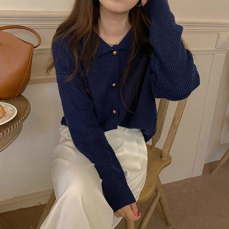 Áo Khoác Cardigan Dệt Kim Dáng Ôm Phong Cách Thời Trang Vintage Dành Cho Nữ