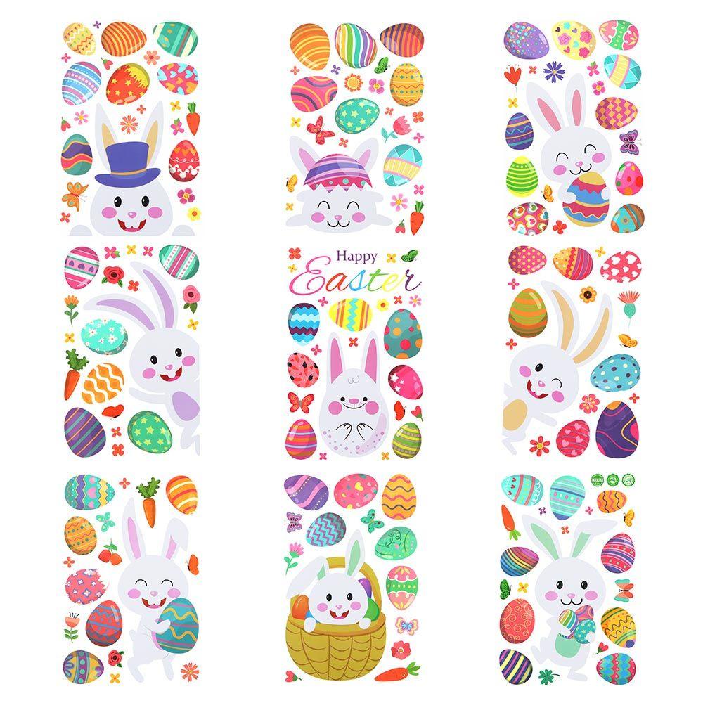 MUVAKO 125Pcs DIY Easter Window Clings for Glass/Windows/Mirror/Door Happy Easter Window Stickers Clings Decor Home, Office, Schoo Double-sided Printed Easter Eggs Party Supplies Bunny Carrot Flowers Easy to Use