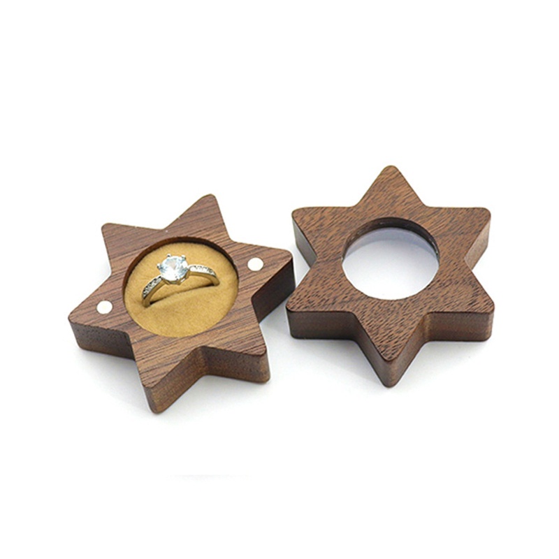 Flgo Hộp Đựng Nhẫn Cưới Bằng Gỗ Hình Lục Giác / Ngôi Sao / Hình Lục Giác