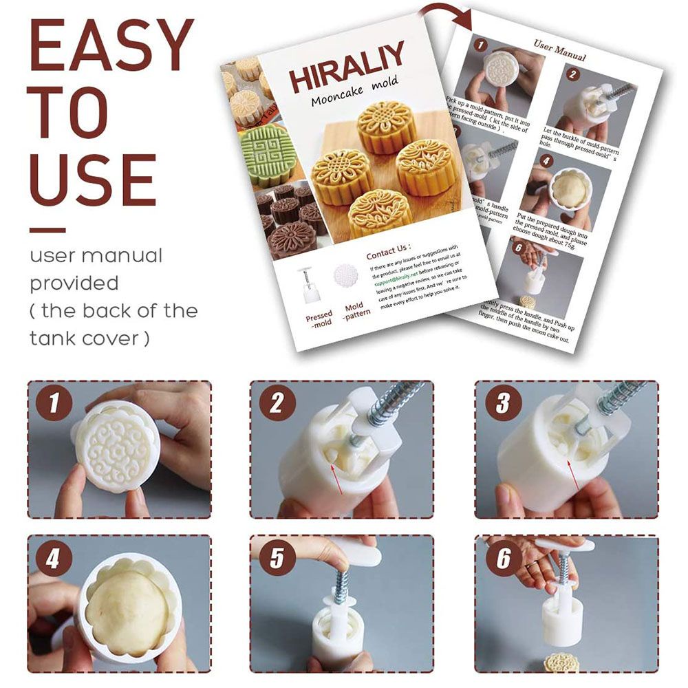 Set 6 Khuôn Nhấn Tạo Hình Bánh Trung Thu / Mặt Trăng / Hoa 3d Bằng Nhựa Diy