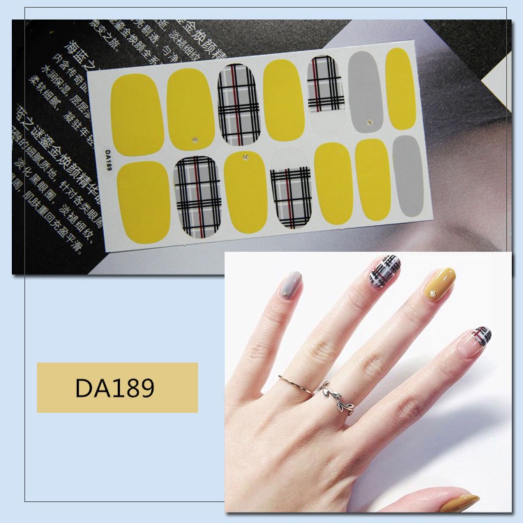 Bộ nail sticker 14 miếng dán móng tay trang trí 3D DA181-DA200  xinh xắn chống thấm nước