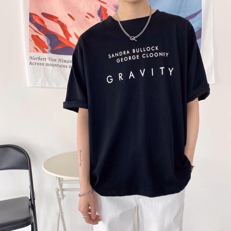 Áo Thun Tay Lỡ Unisex GRAVITY màu ĐEN 🦋/Nam nữ unisex/FREESHIP 99K ❤️ Jaystoree