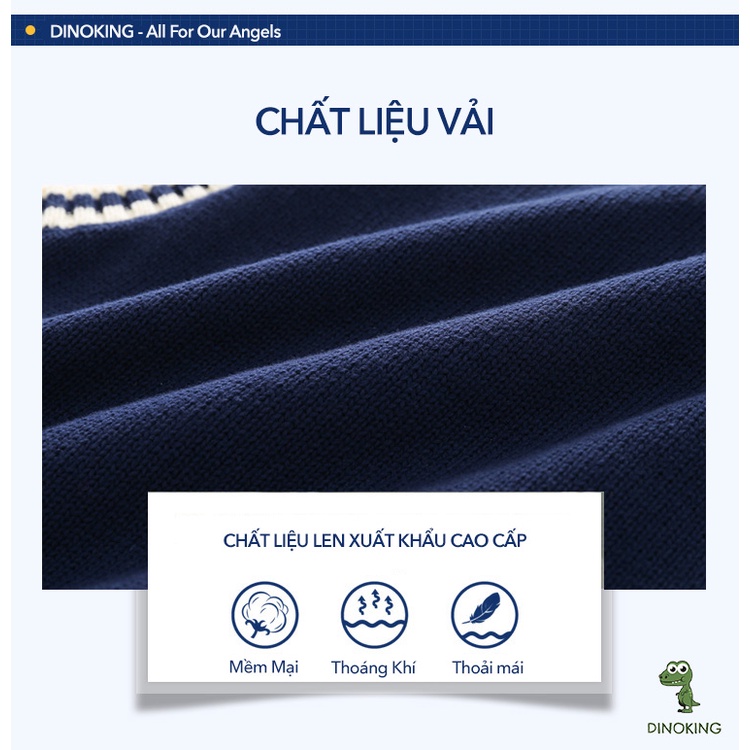 Áo len gile bé trai DINOKING Áo gi-lê len vặn thừng cho bé phong cách Hàn Quốc mùa thu đông 2022 trẻ em 2 - 7 tuổi AL05