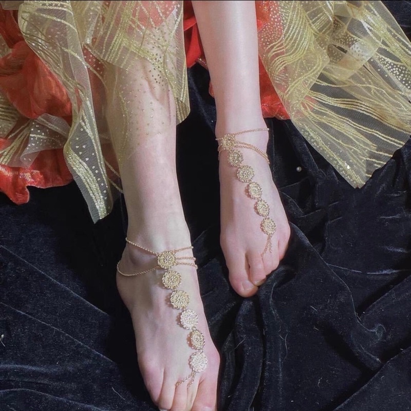 Lắc chân cổ trang kiểu tây vực phong cách bohemian 2 màu có sẵn dùng làm phụ kiện quà tặng