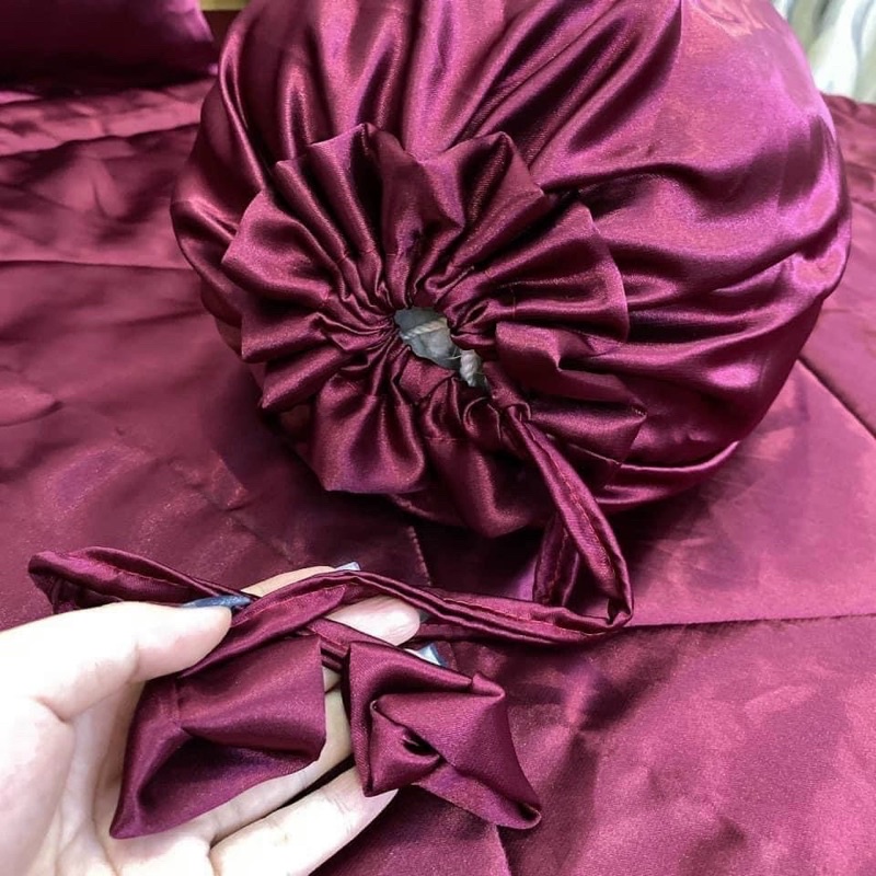 BỘ CHĂN GA PHI LỤA MÀU ĐỎ MẬN