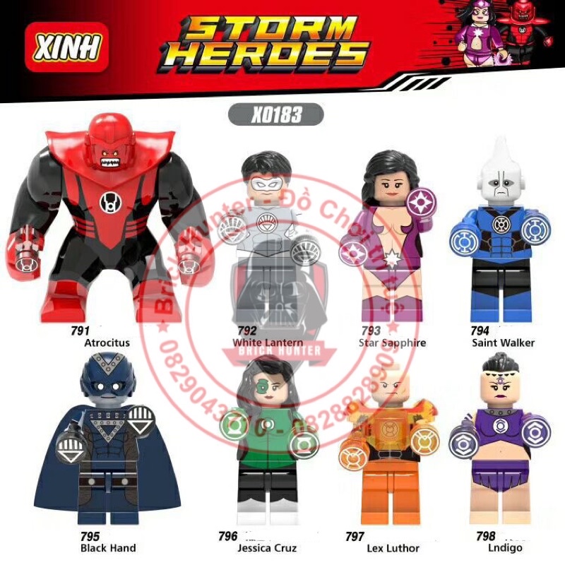 Xếp hình X 0183 Minifigures DC super heroes mô hình các nhân vật binh đoàn Nhẫn Atrocitus White Lantern Star saphire