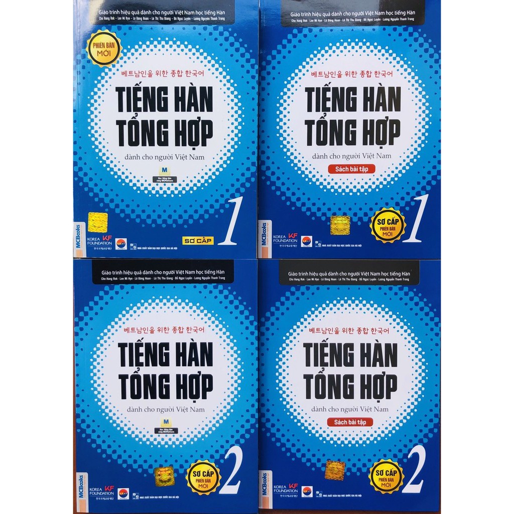 Sách - Combo Tiếng Hàn Tổng Hợp Dành Cho Người Việt Nam sơ cấp 1 + 2 (SGK + SBT) bản 1 màu