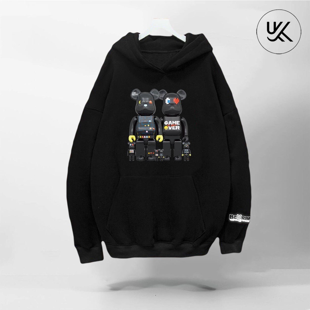 Áo Nỉ HOODIE BEARBRICK (tay áo in Phản Quang Bạc), Form Rộng CHUẨN Xu Hướng, áo nỉ bông hoodie unisex nam nữ. kkim shop