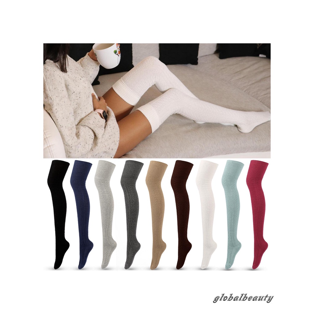 Vớ ống chân dài qua gối màu trơn đơn giản thời trang cho nữ