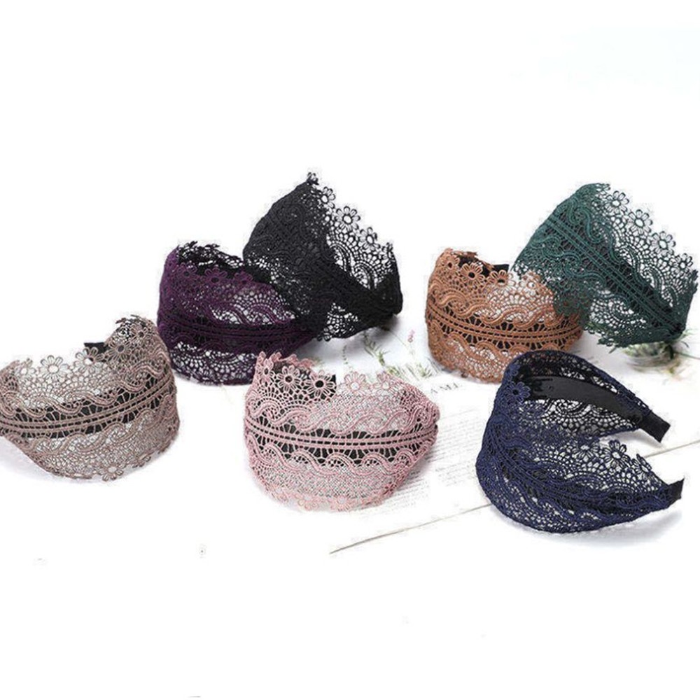 Băng Đô Ren Co Giãn Màu Trơn Xinh Xắn Cho Nữ