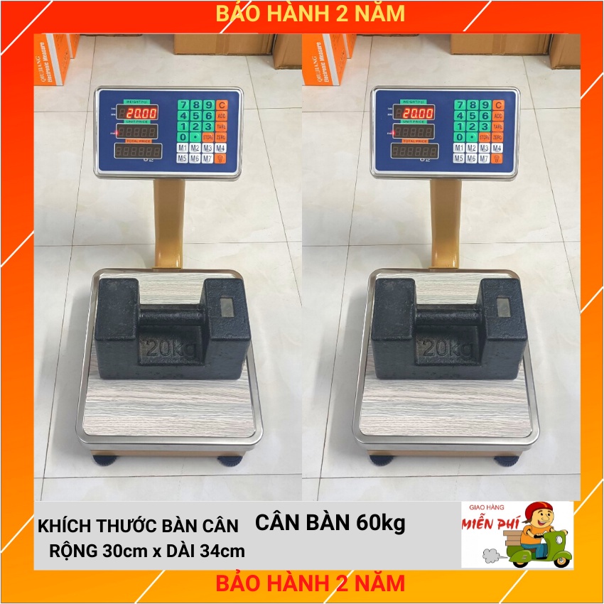 Cân điện tử cân bàn 60kg - được làm bằng sơn tĩnh điện cao cấp màu vàng ( BH 24 THÁNG )