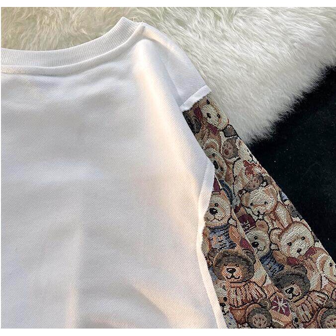 Áo sweater dài tay in họa tiết gấu xinh xắn theo phong cách mùa thu cho nữ