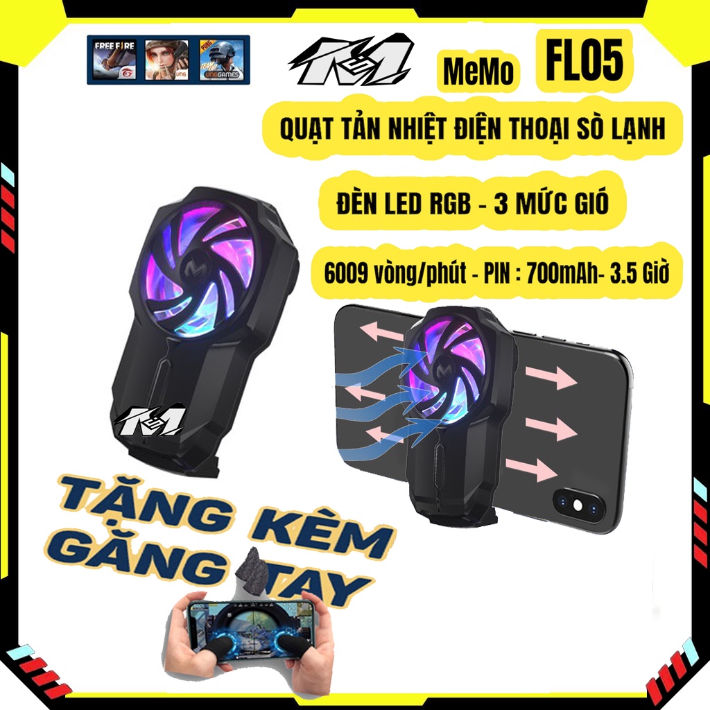 [Mã ELHA22 giảm 5% đơn 300K] Memo FL05 - LED RGB | Quạt tản nhiệt gaming cho điện thoại