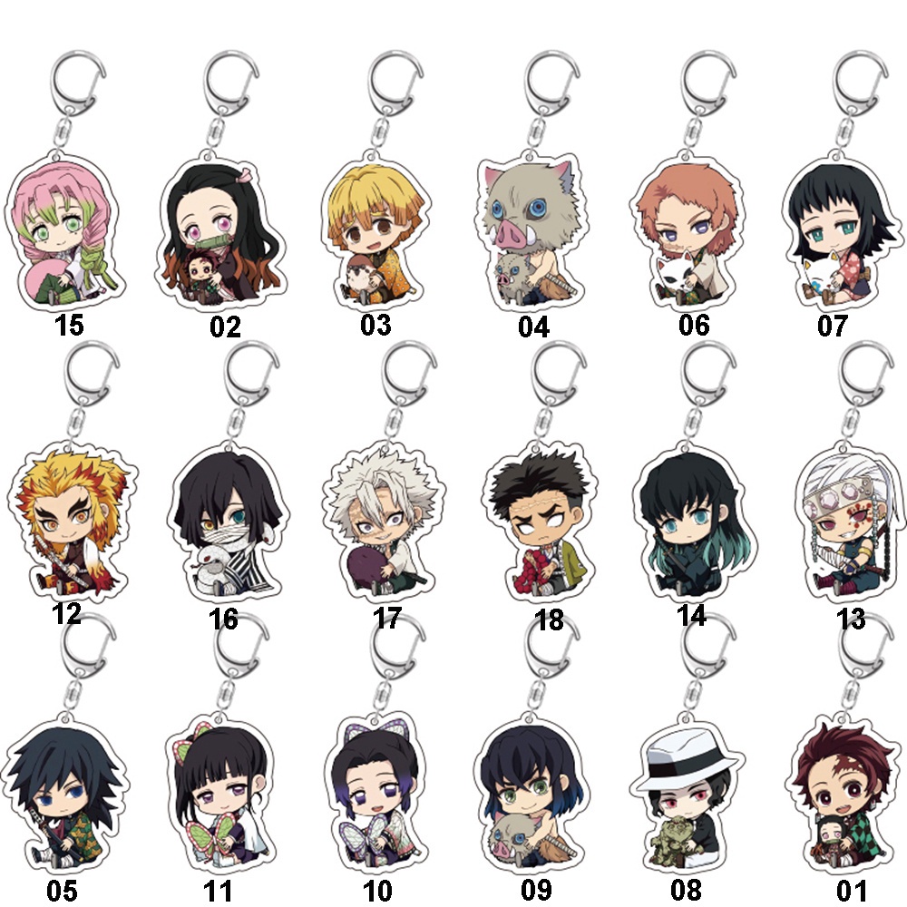 Móc khóa nhựa acrylic kiểu Demon Slayer Kamado Tanjirou Kimetsu No Yaiba Tomioka Giyu dễ thương