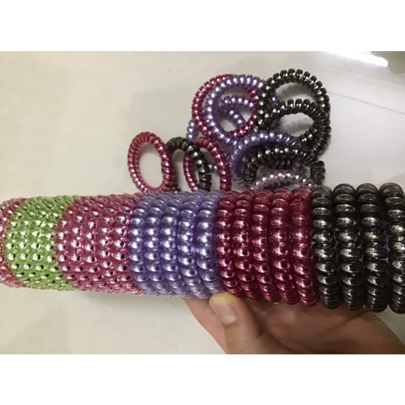 5 Dây buộc tóc lò xo - dây buộc tóc xoắn ánh nhũ loại to đủ màu