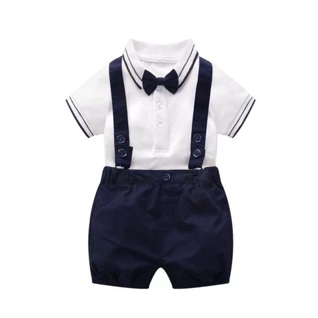 Set yếm áo trắng cổ kẻ