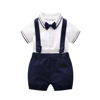 Set yếm áo trắng cổ kẻ