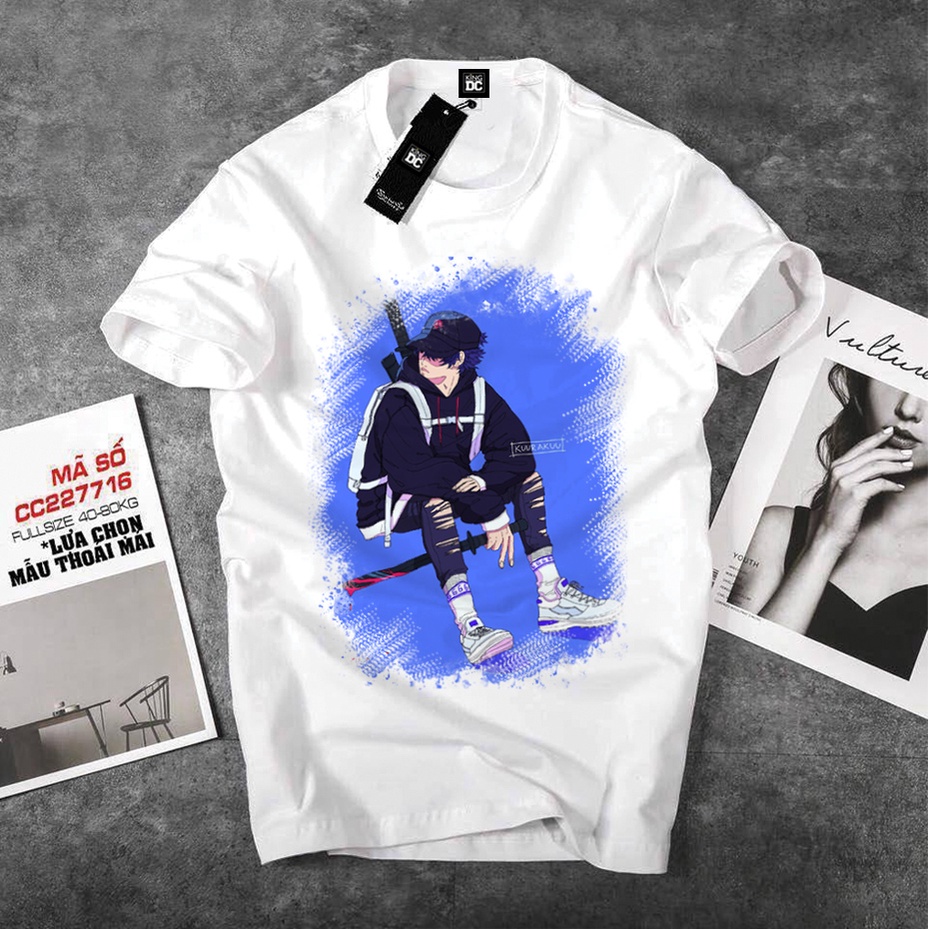 Áo thun nam mùa hè-Áo phông nam nữ Unisex tay ngắn-áo phông trắng cổ tròn Kenzo,Ninja-Chất vải cotton mềm mịn dày dặn