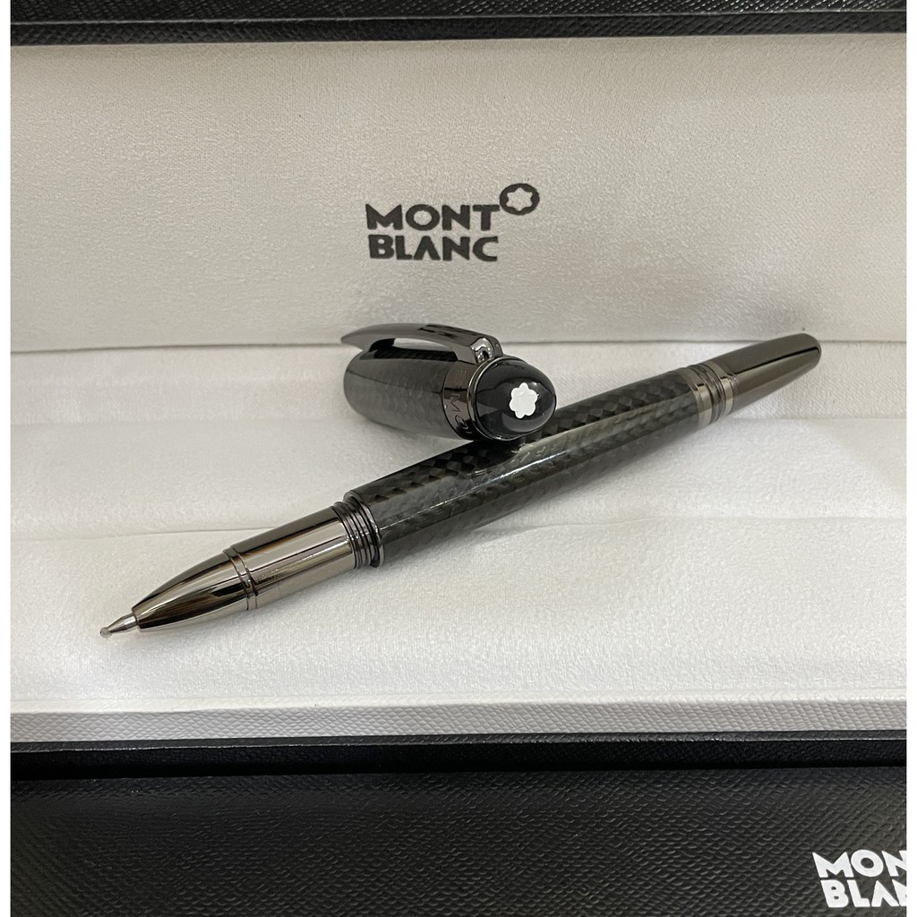 Bút Bi Lăn Sợi Pha Lê Đen Mont blanc Starwalker
