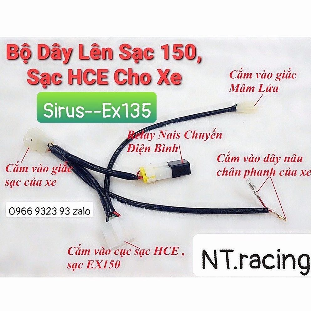 Bộ dây lên sạc chuyển điện bình dành cho sirus- Ex 135