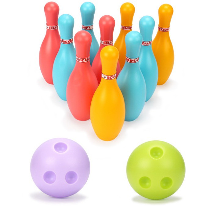 Bowling cho bé đồ chơi trẻ em vui nhộn cỡ lớn gồm 10 con ky và 2 quả bóng chất liệu nhựa an toàn