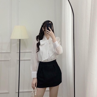 Áo sơ mi nơ cúc ngọc