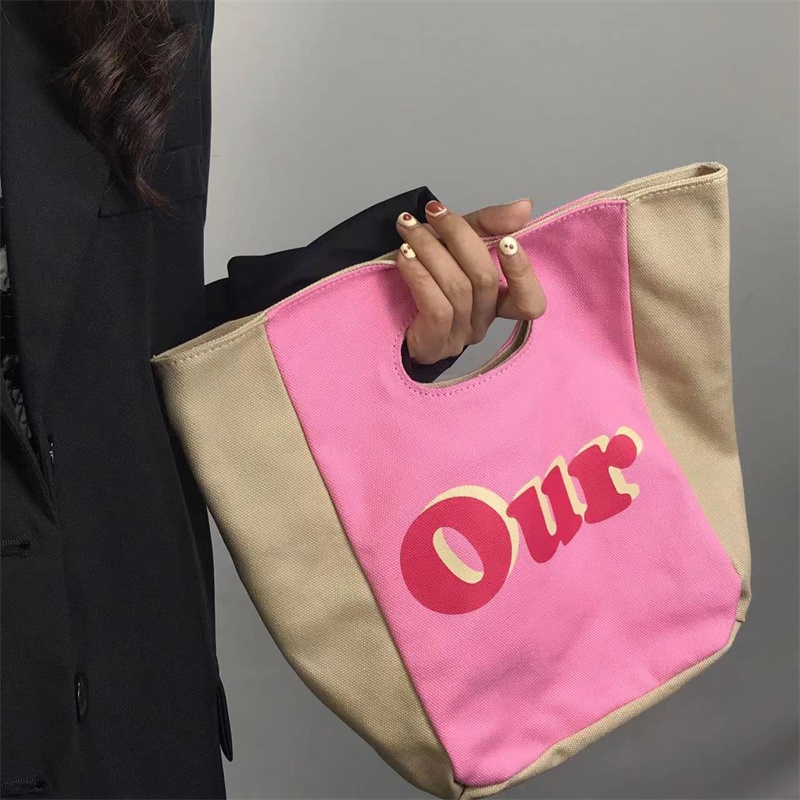 Túi xách tay IELGY từ vải phối màu hồng dễ thương cho nữ