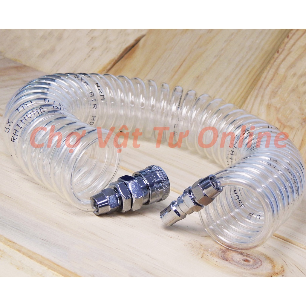 Dây hơi xoắn 8li (màu trắng) dài 6m, 9m, 12m,15m Hàng Việt Nam chất lượng cao