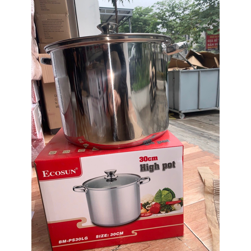 NỒI LUỘC GÀ INOX 20 LÍT, 3 đáy inox, siêu to khổng lồ. Nồi luộc gà bếp từ.