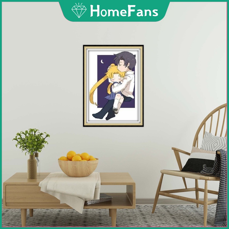 Bộ Tranh Đính Đá 5D Họa Tiết Thủy Thủ Mặt Trăng Độc Đáo Kích Thước 30x40cm/40x50cm