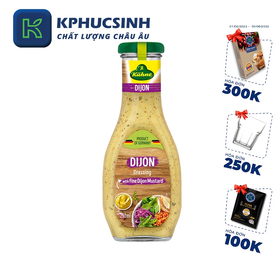 Sốt trộn salad Dijon kiểu pháp hiệu Kuehne 250ml KPHUCSINH - Hàng Chính Hãng