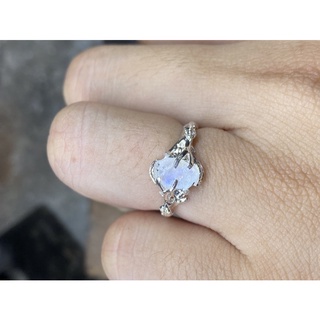 nhẫn bạc 950 đá moonstone t.h.ô!