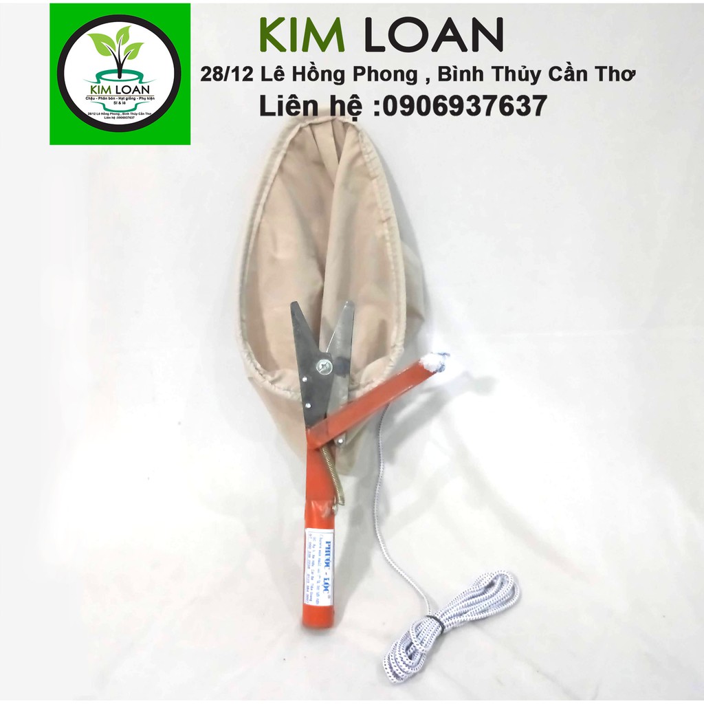 Vợt hái trái gọng sắt có kéo cắt cuốn điều khiển bằng dây