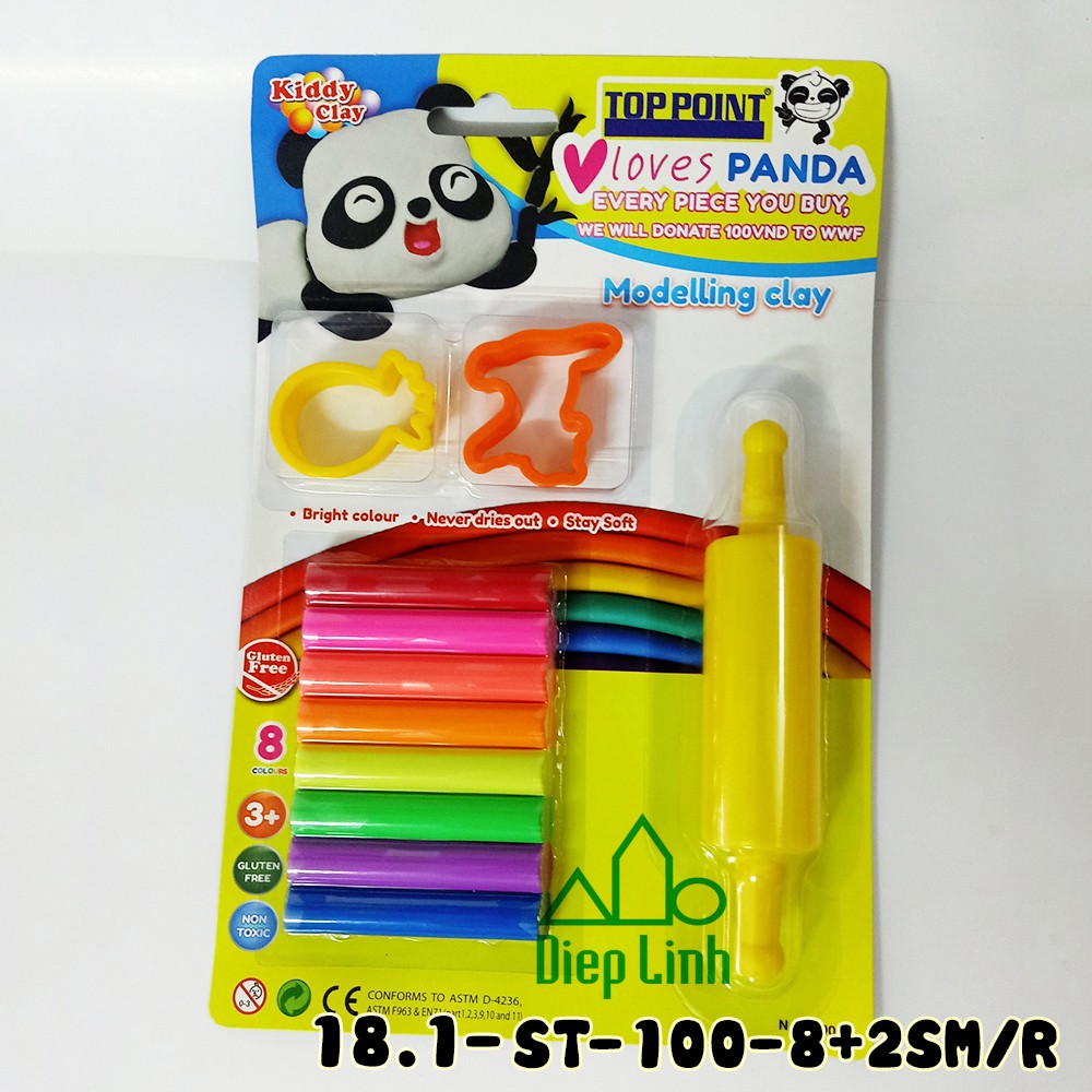 Bộ đất sét nặn 12 màu Kiddy Clay Thái Lan